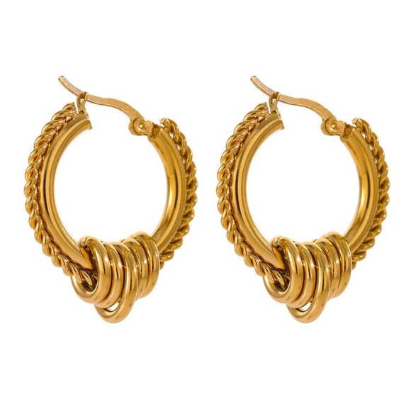 Gold Twisted Hoop Earrings - Picture 1 of 3